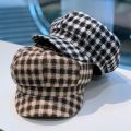 Autumn Winter Hats For Women Check Octagonal Caps Ladies Casual Woolen Hat Winter Beret Women Cap. 
