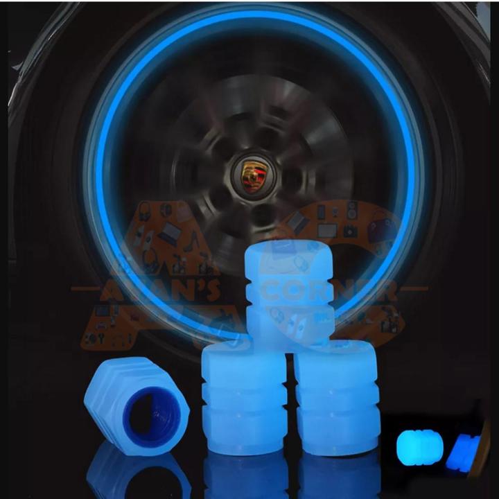 Stylish Luminous Radium(No battery) Motorcycle Car Cycle Decoration Tire Valve Nozzle Hub Wheel Lights 4 Piece (2Pair)