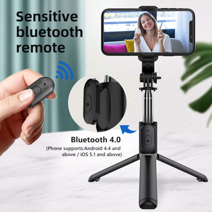 Q07 Selfie Stick Foldable Mini Tripod with Fill Light Bluetooth Remote Shutter Retractable Rod for Phone (100cm)