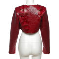 Sifreyr Red PU Leather Crop Jacket Coats Women Autumn Winter Long Sleeve Cardigan Outwear Fashion Streetwear Y2K Hottie Clothes.