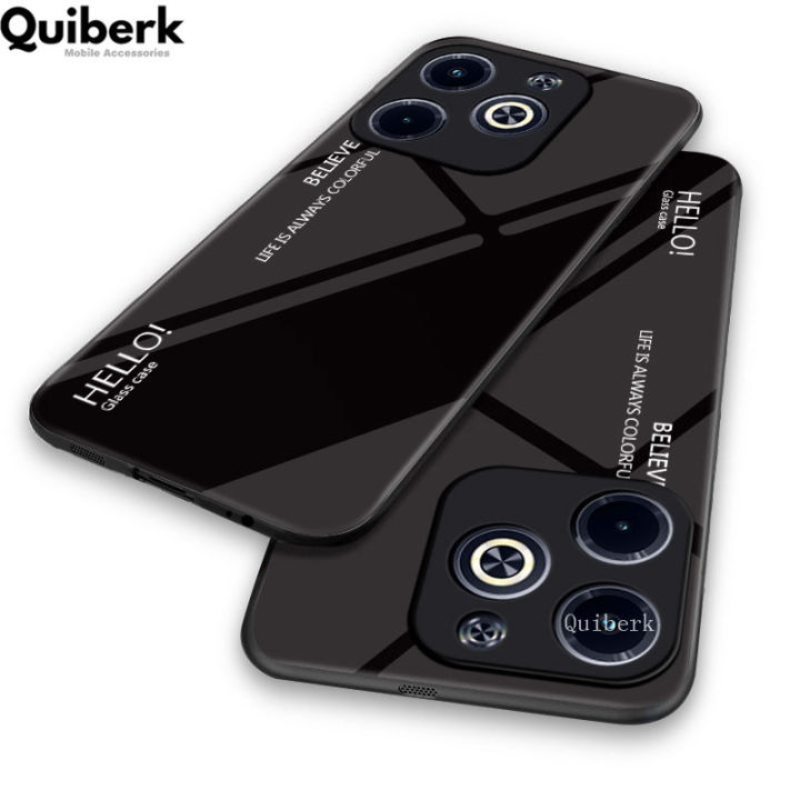 Quiberk for Infinix Smart 8 / Hot 40i Tempered Glass Hard Case Gradient Color Back + Soft Frame Shockproof Phone Cover