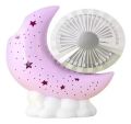 Moon Base Fan With Starry Atmosphere Light And Adjustable Angle Pen Holder Mini USB Fan.