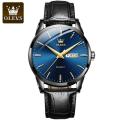 "Olevs 6898 Black PU Leather Analoge Wrist Watch For Men - RoyalBlue & Black ". 