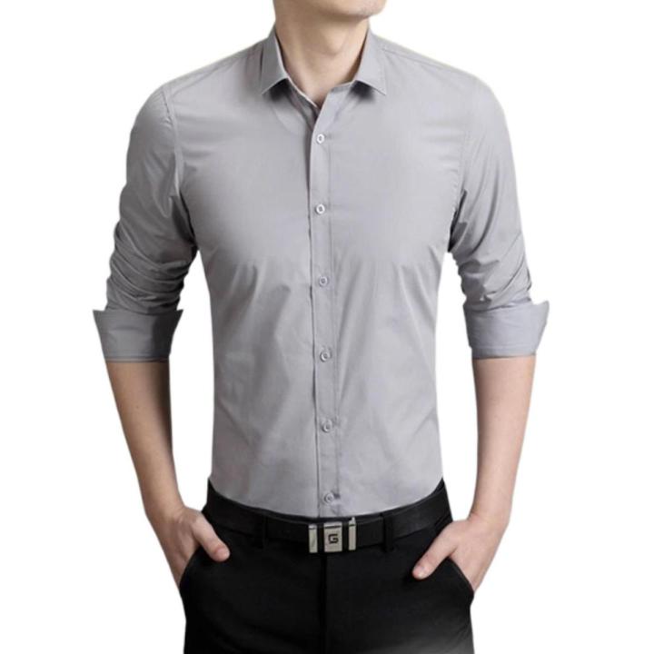 Slim fit Formal Shirt for Men Ash Color Full Sleeve Shirt Casual