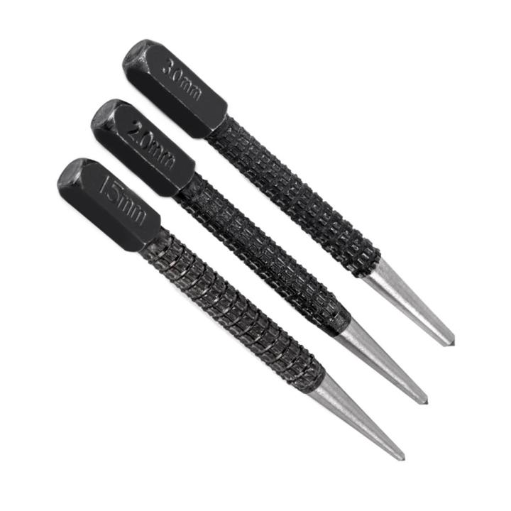 3pcs High-carbon Steel Center Punch Set 10cm Non Slip Center Punch For Alloy Steel Metal Wood Marking Drilling Tool