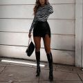 High Waist Split Pu Leather Women'S Mini Skirt Bodycon A-Line Black Female Short Skirt 2021 New Spring Autumn Ladies Bottom. 