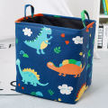 Fabric 3-Layer Tape Lining Children's Toy Storage Basket Dinosaur Storage Cartoon Clothing Drawstring Storage Box Foldable.
