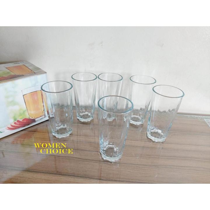 Olila Clear 6 Pcs Water Drinking Glass Set ZikZak Plain Design. Crystal Clear Water Drinking Glass Set. Model:W017:R70.