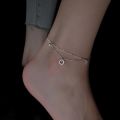 Wedding Fashion New 925 Sterling Silver Shine Round Cubic Zirconia Multilayer Chain Anklets For Women Girl LB017. 