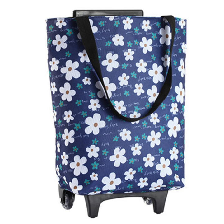 2X Folding Shopping Bag Lady Big Cart Shopping Bag Storage Bag Portable Buy Vegetable Trolley with Wheels Market