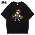 Fun Cartoon Girl Letter Print Short-Sleeve T T-shirt Women's Top Couple Casual Japanese Versatile College Style chic. 