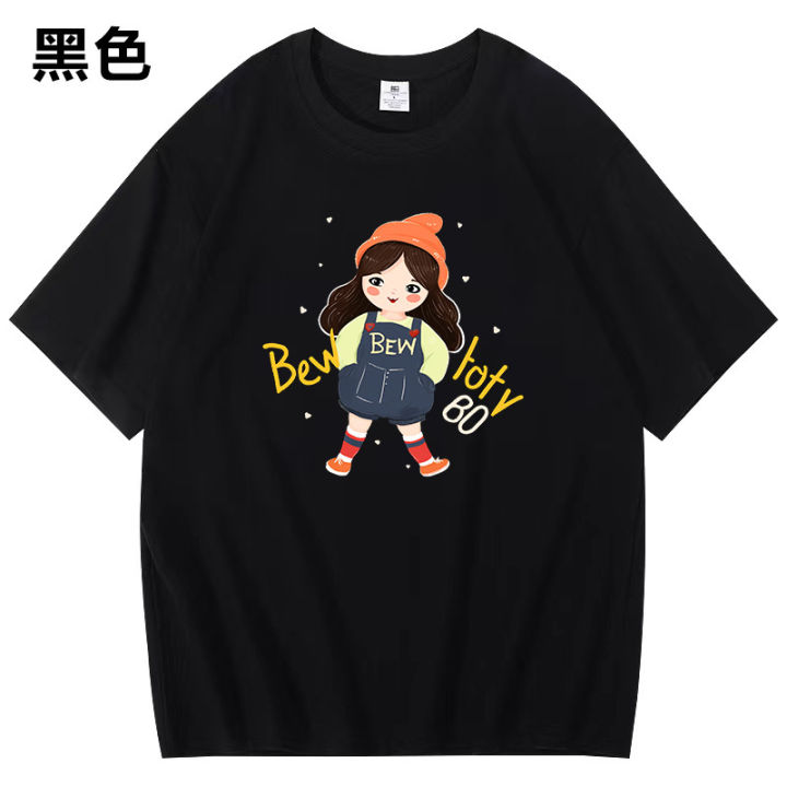 Fun%20Cartoon%20Girl%20Letter%20Print%20Short-Sleeve%20T%20T-shirt%20Women's%20Top%20Couple%20Casual%20Japanese%20Versatile%20College%20Style%20chic%20-%20Image%204