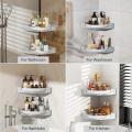 Space-saving Shower caddy corner Convenient Durable 360 degrees rotate Shower organizer shelves Waterproof Easy to install Lazy Susan organizer turntable for Small bathrooms College dorm rooms Family.