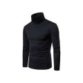 Black High-Neck Turtle Neck Full Sleeve Cotton T -Shirt for Men.