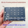 Hard Disk Expansion Card PCI-E16X Slot to 4 NVME Solid State Drive. 