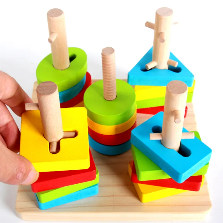 Wooden%20Five%20Column%20Set%20Blocks%20Geometry%20Puzzles%20Educational%20Toys%20for%20Kids%20-%20Multicolors%20-%20Image%204