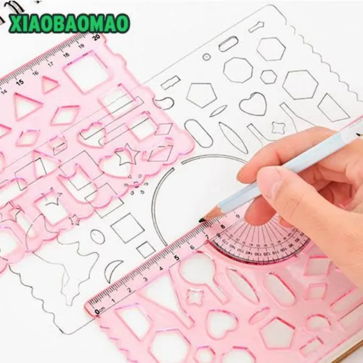 Shape Template Ruler 2 pieces Different Shapes Template Ruler / Spirograph Ruler / Geometric ...