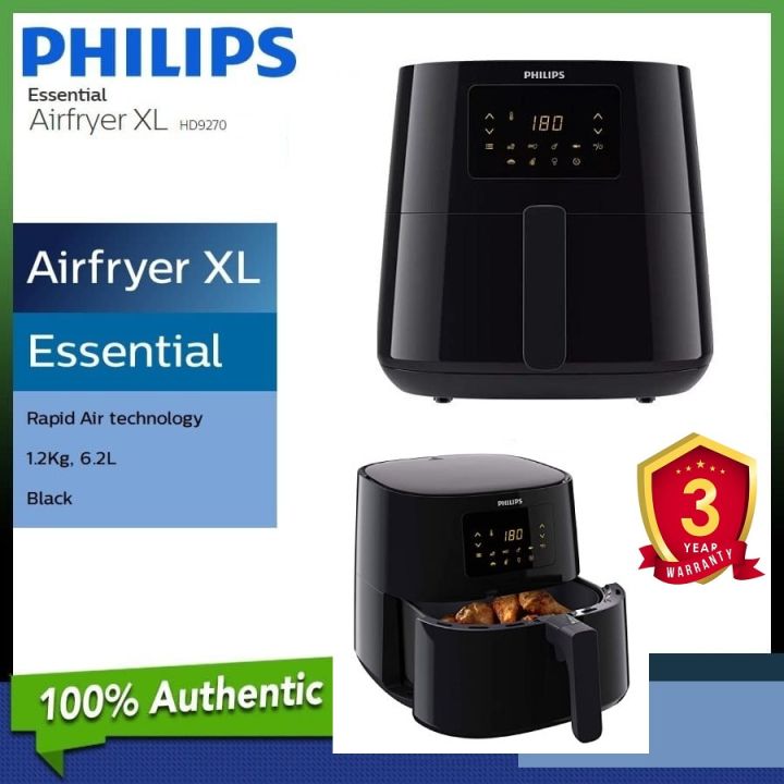 Philips Digital Display Touch Control Panel 6.2 Ltr Air Fryer XL Size HD9270