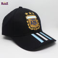 Black Argentina Three Star Cotton Curved Cap. 