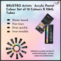 BRUSTRO Artists ’ Acrylic Pastel Colour Set of 12 Colours X 12ML Tubes. 
