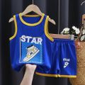 Boys Sports Basketball Clothes Suit Summer Children's Fashion Leisure Vest Shorts 2pcs Toddler Boy Short Sleeve Suit For 2-10Y. 