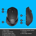 Logitech M330 Silent Plus Wireless Mouse, 2.4 GHz with USB Nano Receiver, 1000 DPI Optical Tracking, 3 Buttons, 24 Month Life Battery, PC / Mac / Laptop / Chromebook - Black. 