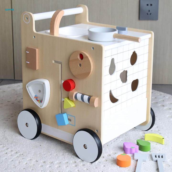 Wooden Activity Toy with Multiple Activities Infant Walking Toy for Ages 1 and