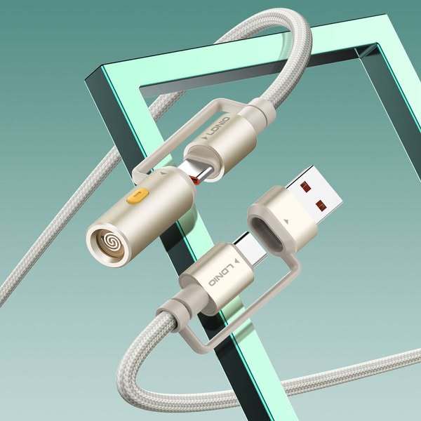 LDNIO LC18 65W 4-in-1 Fast Charging Cable (USB-C+USB-A to USB-C+Cigarette Lighter)