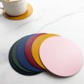 1pcs Waterproof Pu Leather Coaster Heat Resistant Round Cup Coaster Cup Mat Tableware Mat Bowl Placemat Home Tableware Decor. 