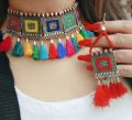 Traditional Fashion Choker Set With Earrings Tarsel Design Necklace Set - Necklace For Girls. 