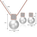 3Pcs Fashion Elegant Imitation Pearl Rhinestones Geometry Necklace Earrings For Women Bride Wedding Party Jewelry Set Gifts Mzea. 