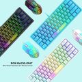 K61 RGB Wired Keyboard 60 Percent 62 Keys Ergonomic Gaming Keyboard Ultra-Compact Mini Keyboard Multiple Modes For Laptop PC.