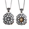 Nautical compass necklace men's fashion brand personality street eight-pointed star pendant vintage imitation Thai silver compass men's necklace.