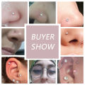 ZS 3-4pcs/lot G23 Titanium Nose Piercing Set 2/3MM Round CZ Crystal Nose Studs 20g Screw Bone L-Shaped Nostril Piercing Jewelry. 