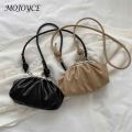 Simple Shoulder Bag Metal Clip Buckle Women Clutch Handbag Shell Shape Small Leather Pleated Cloud Lady Purse for Travel Dating. 
