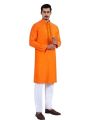 Lubnan Mens Orange Color Indian Cotton Regular Fit Panjabi. 