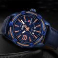 Naviforce NF9117 - Blue PU Leather Analog Watch for Men - Royal Blue & Blue. 