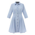 ZANZEA Korean Style Women 3/4 Sleeve Plain Casual Fashion Pleated Tunic Mini Shirt Dress. 