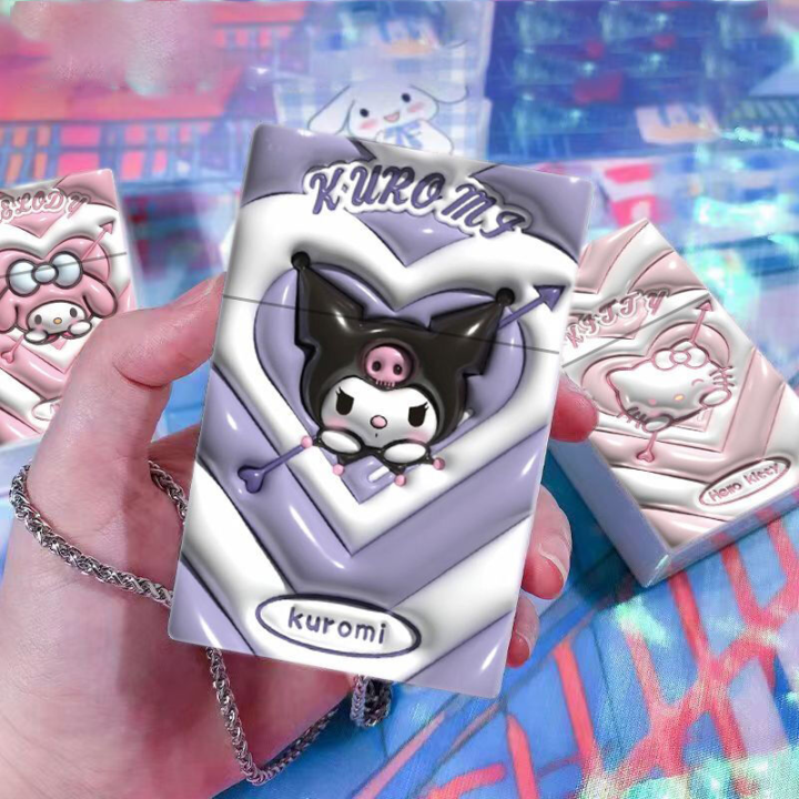 Sanrio Kuromi Anime Kawaii Hello Kitty My Melody Cinnamoroll Plastic Cute Cigarette Case Card Storage Box Festive Gift