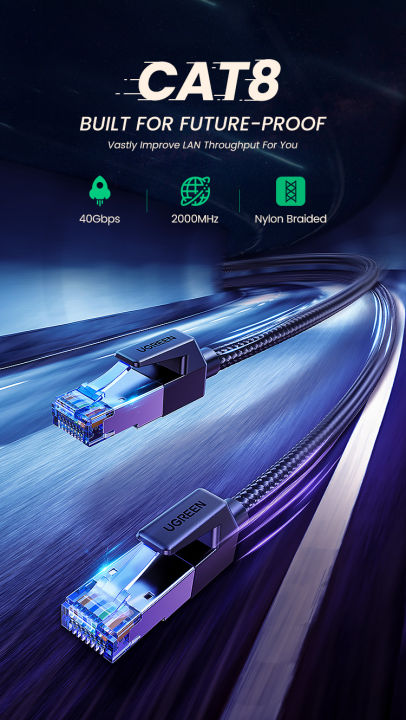 UGREEN%20NW153%20%20Cat%208%20Ethernet%20Cable%20-%201M/1.5M/2M/3M/5M/10M/15M/20M%20-%20Interface:%20Pure%20copper%20golden-plated%20Transmission%20Speed:%2040Gbps%20-%202000MHz%20Stable%20Bandwidth%20-%20Flexible%20and%20Durable%20-%20Image%202
