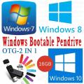 Windows Bootable Pendrive With Multi Windows 7 8 10 Auto Active_ Key And_Free-16Gb/32Gb Usb Flash Drive - Pen Drive. 