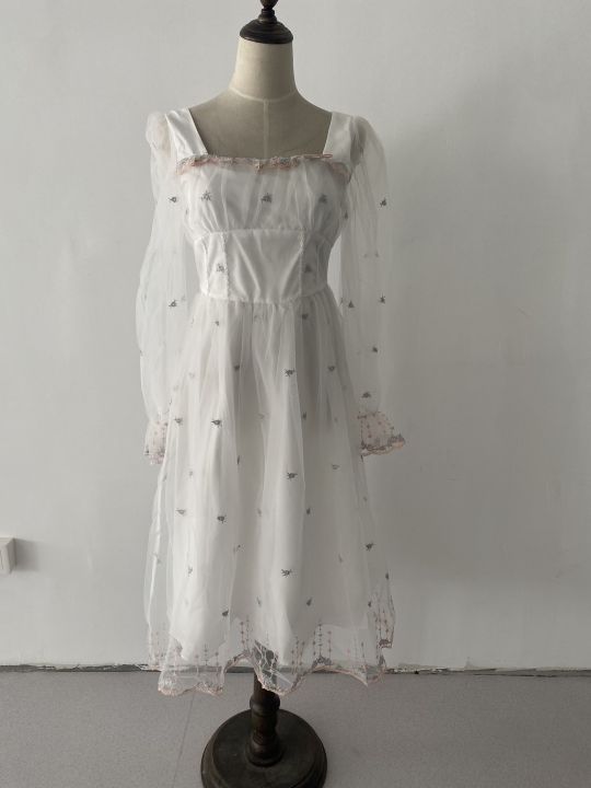 Autumn%20Spring%20White%20Mesh%20Fairy%20Dress%20Woman%20French%20Vintage%20Embroidery%20Floral%20Flare%20Sleeve%20Princess%20Prom%20Dresses%20Vestido%20Blanco%20-%20Image%206