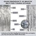 Ultimate Birthday Decor Combo - Silver Foil Curtain, Blue Paper Banner, Metallic Balloons, Confetti Delight, and Balloon Garland Arch - Full 47 Piece Party Package. 