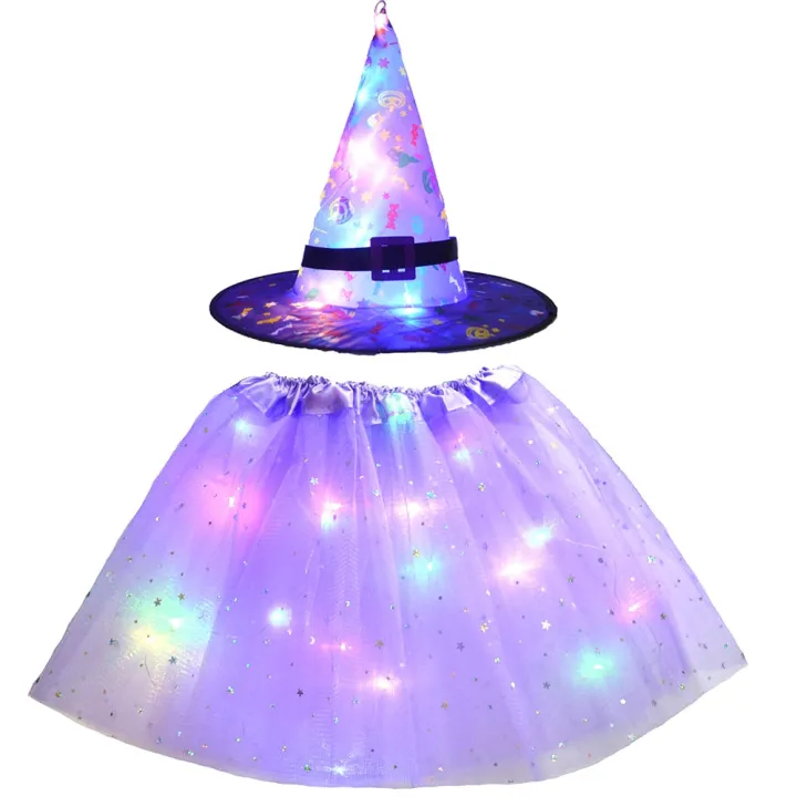 Women%20Kids%20Girl%20Glow%20Cobweb%20Light%20Up%20Tutu%20Skirt%20Spider%20Web%20Hat%20Wizard%20Witch%20Costume%20Party%20Gift%20Bat%20Cloak%20Halloween%20Christmas%20-%20Image%204