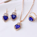 Fashion Jewelry Set Women Banquet Wedding Party Necklace Earrings Finger Ring. 