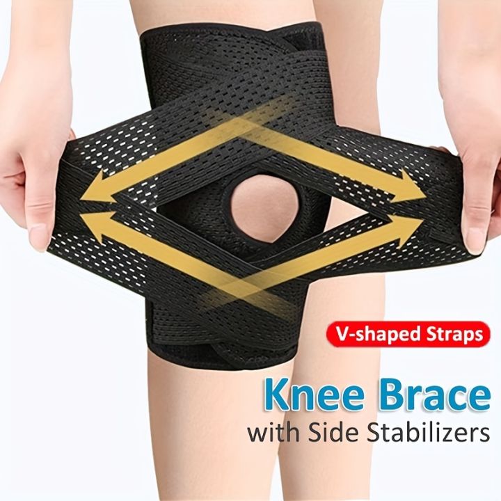 1pc Breathable Knee Pads with Side Stabilizers and Soft Bandages for Knee Arthritis Support