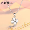 s999 sterling silver necklace women's Korean version fashion lucky glossy four-leaf clover pendant clavicle chain jewelry factory direct sales.