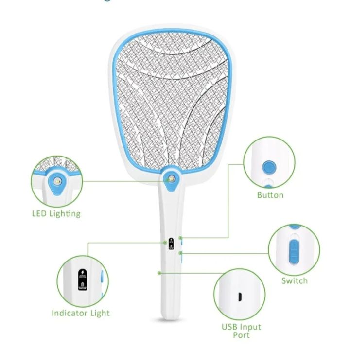 SUNMOON Mosquito Killing Bat(Battery Replaceable) With Usb Cable