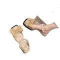 Baotou Sandals Women's 2024 New Summer Bow Pearl Low Heel Small Leather Shoes Wedge Heel Women's Singles Shoes Women's Shoes.