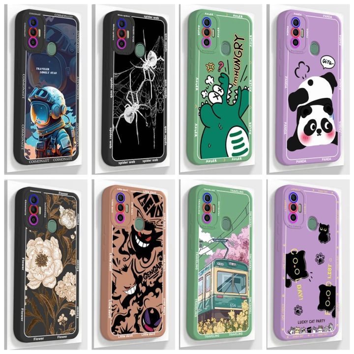 For Tecno Spark 7 Case for Tecno Spark 7 Pro 7P Spark7 Phone Cover Cute Astronaut Liquid Back Case Spark 7 KF6j Bumper